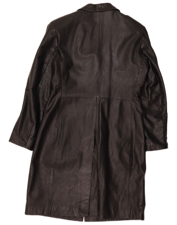 Abrigo de cuero vintage para mujer IT 48 XL cuero negro