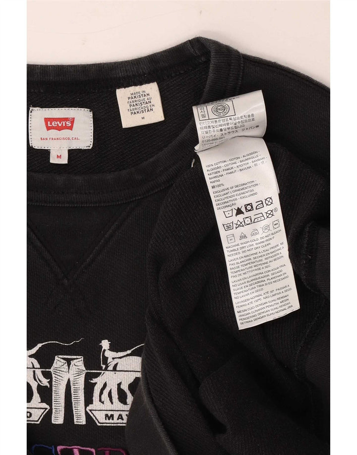 Levi's Hombre Sudadera Gráfica Jumper Algodón Negro Mediano