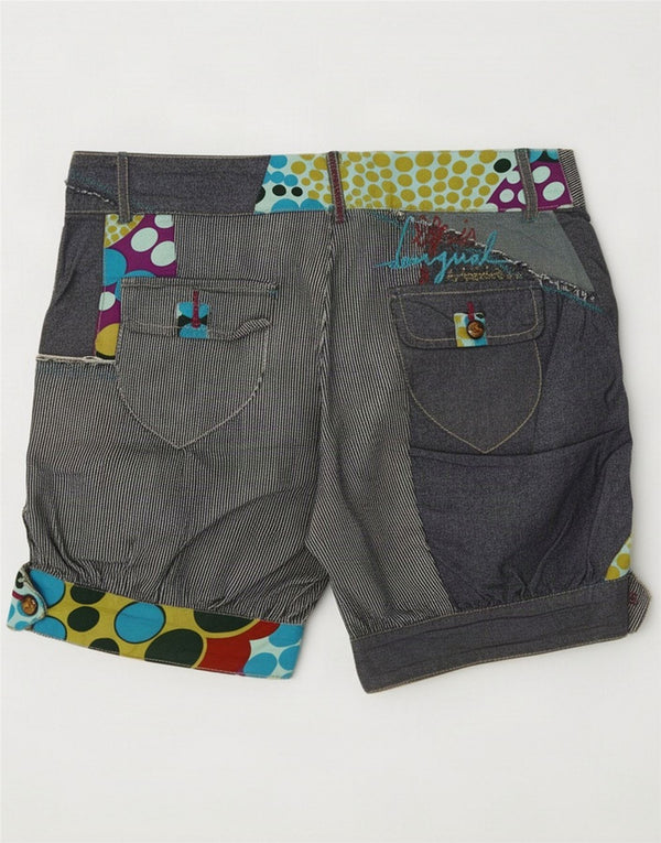 Pantalones cortos regulares para mujer Desigual EU 36 Small W28 Azul marino Patchwork Algodón