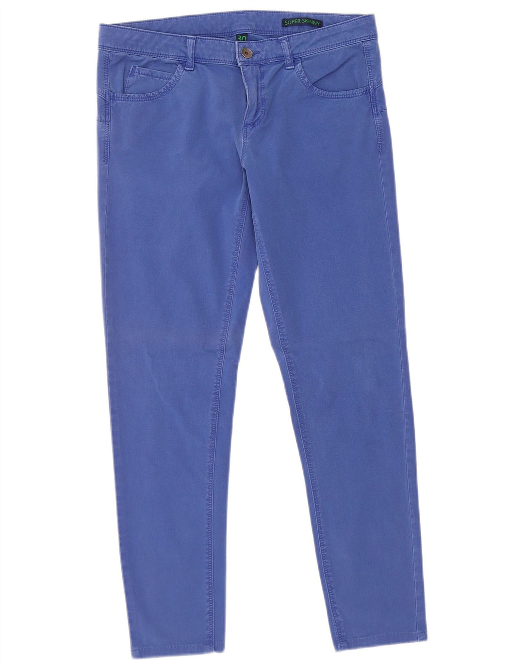 BENETTON Pantalones informales súper ajustados para mujer W30 L27 Algodón azul