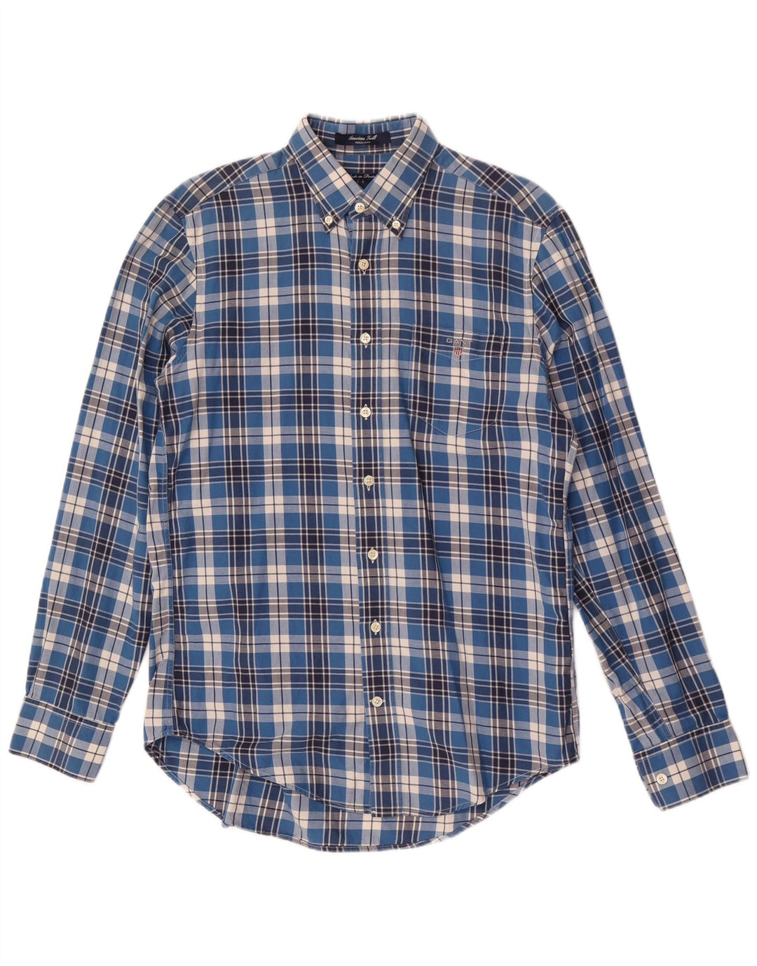 Camisa Gant Regular Fit De Algodón A Cuadros Azul Medio |