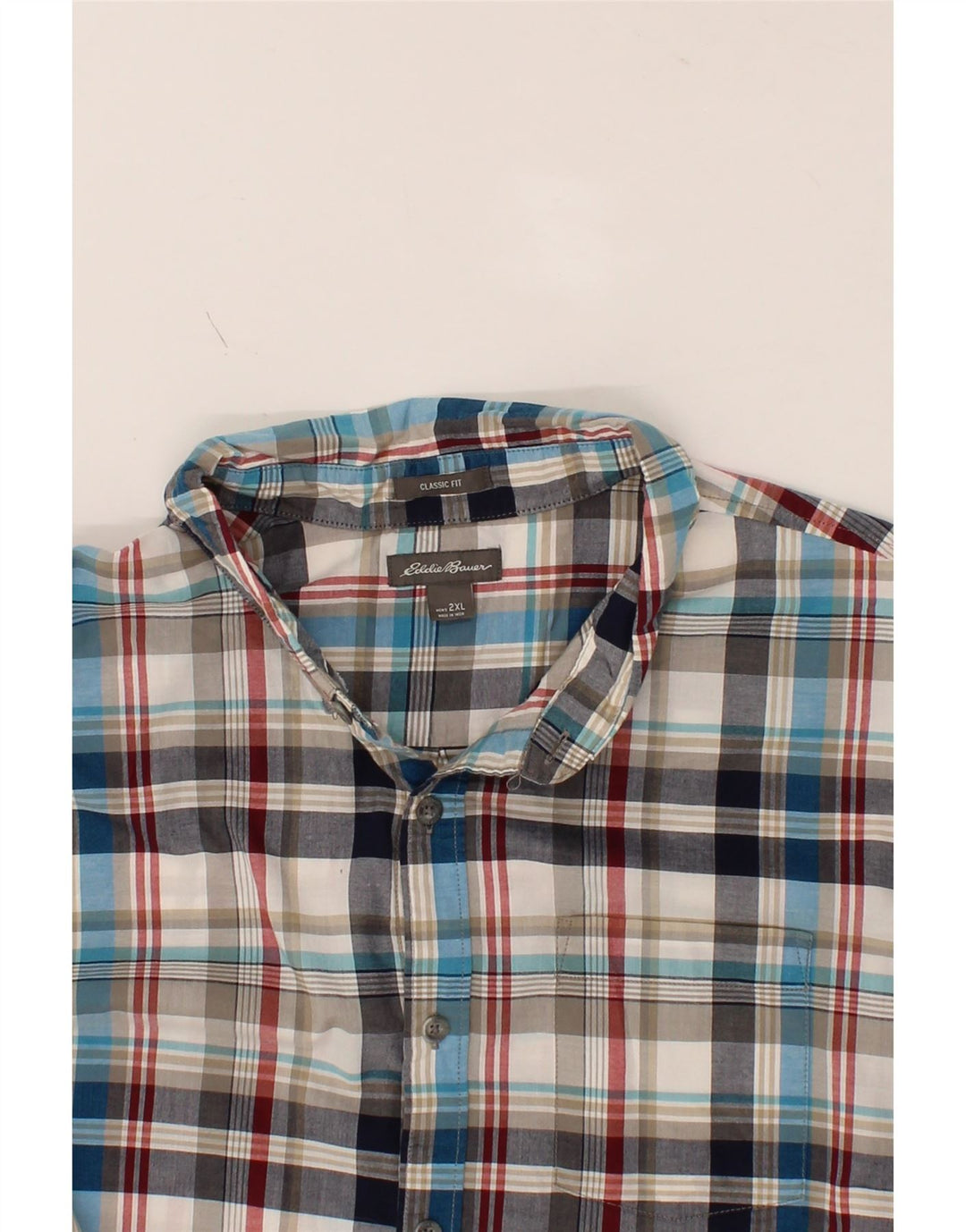 EDDIE BAUER Mens Classic Fit Short Sleeve Shirt 2XL Multicoloured Check Vintage Eddie Bauer and Second-Hand Eddie Bauer from Messina Hembry 