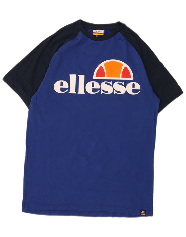 Ellesse Hombre Camiseta Gráfica Top Small Azul Colorblock Algodón