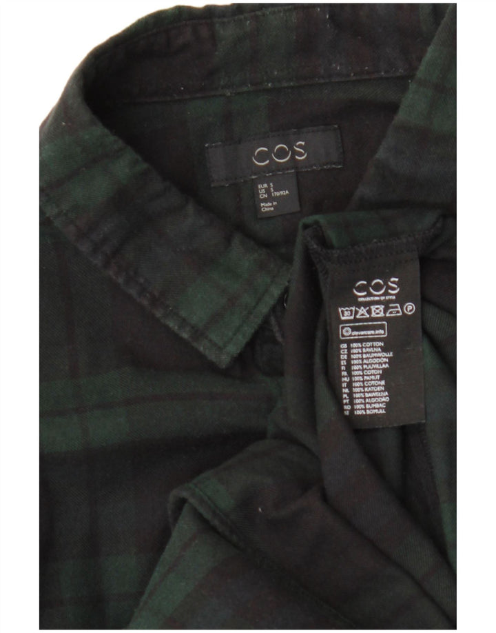 Camisa de franela para hombre Cos algodón a cuadros verde pequeño