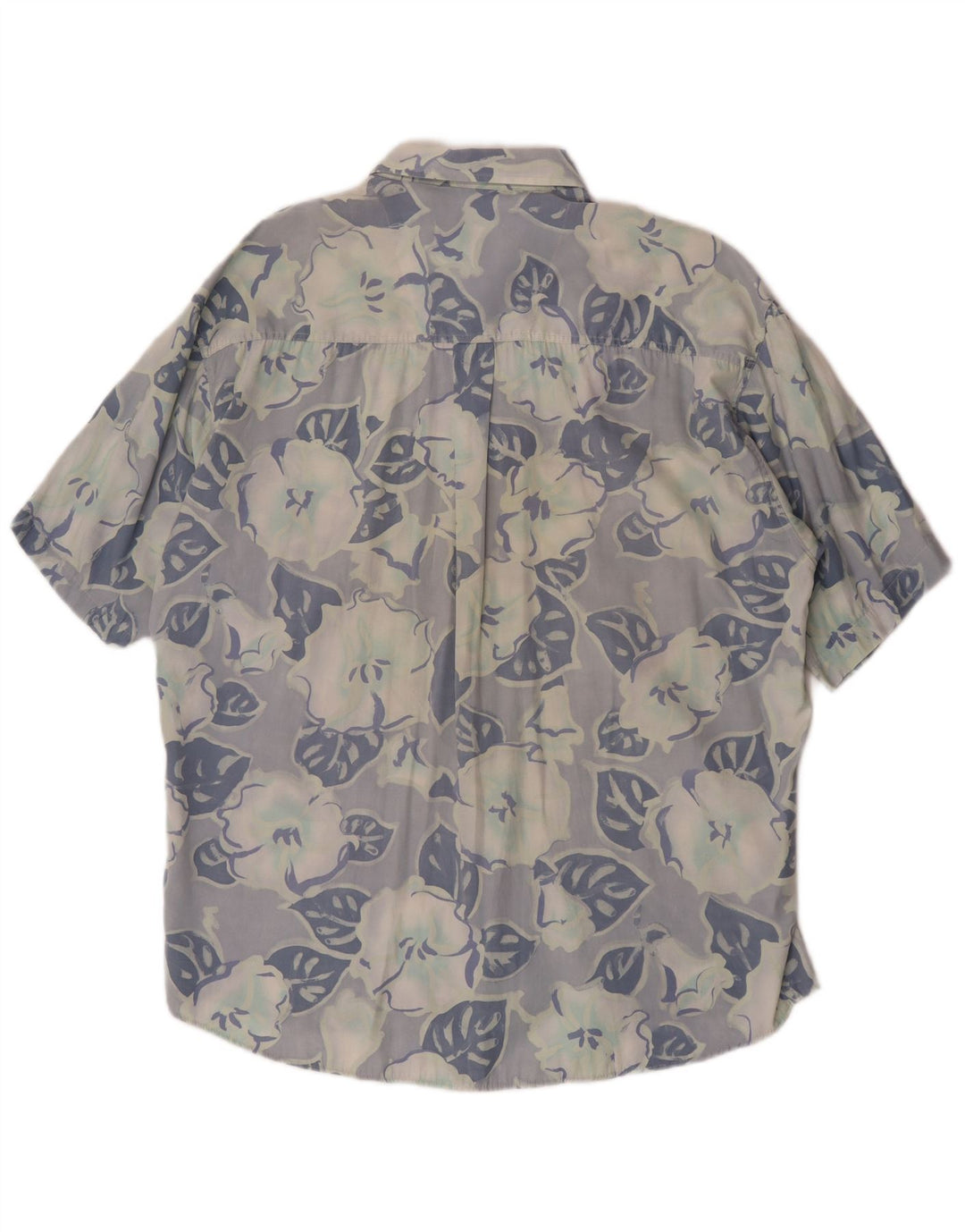 Vintage hombres camisa de manga corta grande azul floral