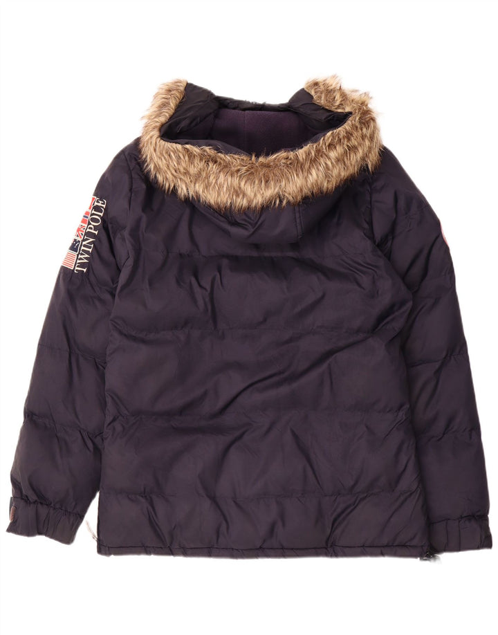Noruega Chaqueta Anorak acolchada con capucha para hombre UK 36 Small Azul marino Poliéster