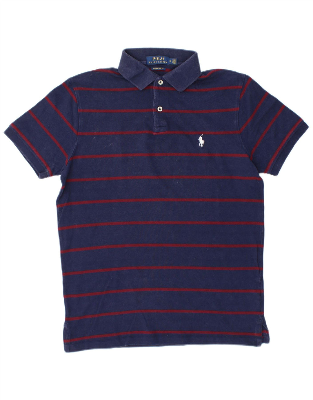 POLO RALPH LAUREN Polo ajustado personalizado para hombre con rayas azul marino medio