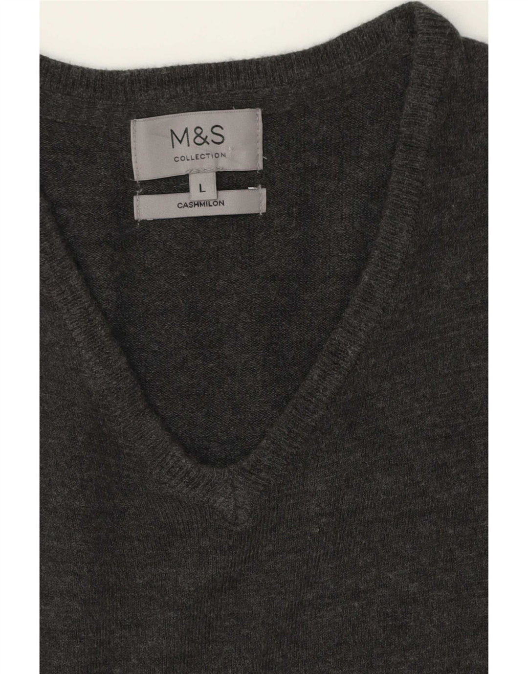 Marks & Spencer Jersey con Cuello en V para Hombre Jersey de Cachemira Gris Grande
