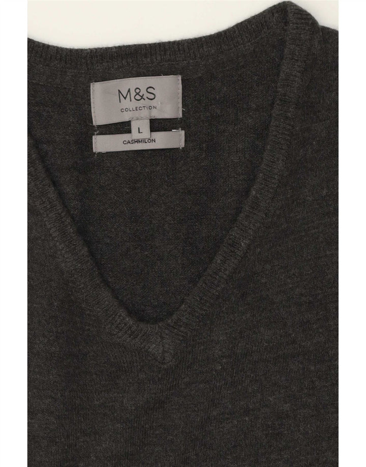 Marks & Spencer Jersey con Cuello en V para Hombre Jersey de Cachemira Gris Grande