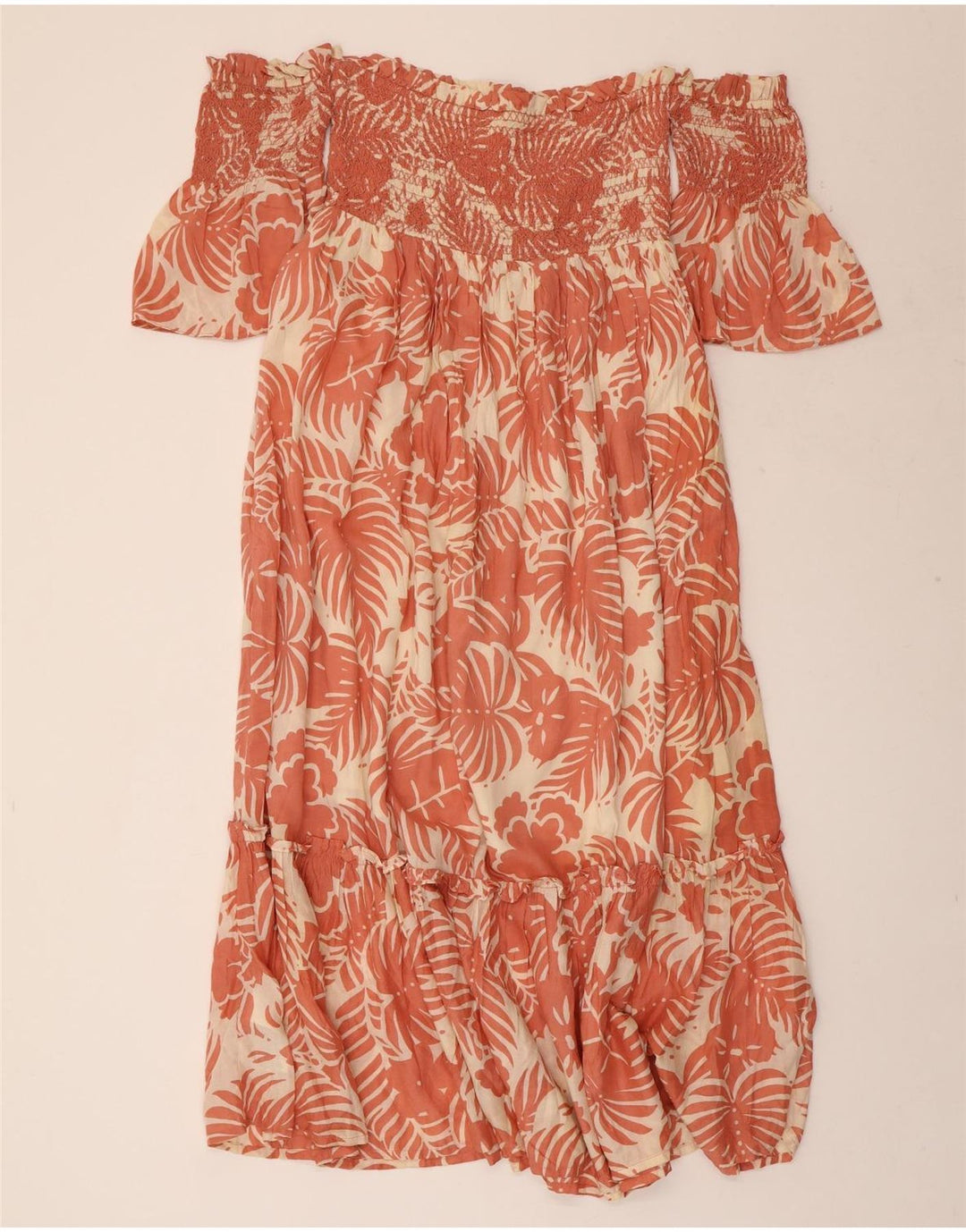 PEPE JEANS Vestido con hombros descubiertos para mujer UK 8 Small Viscosa floral rosa