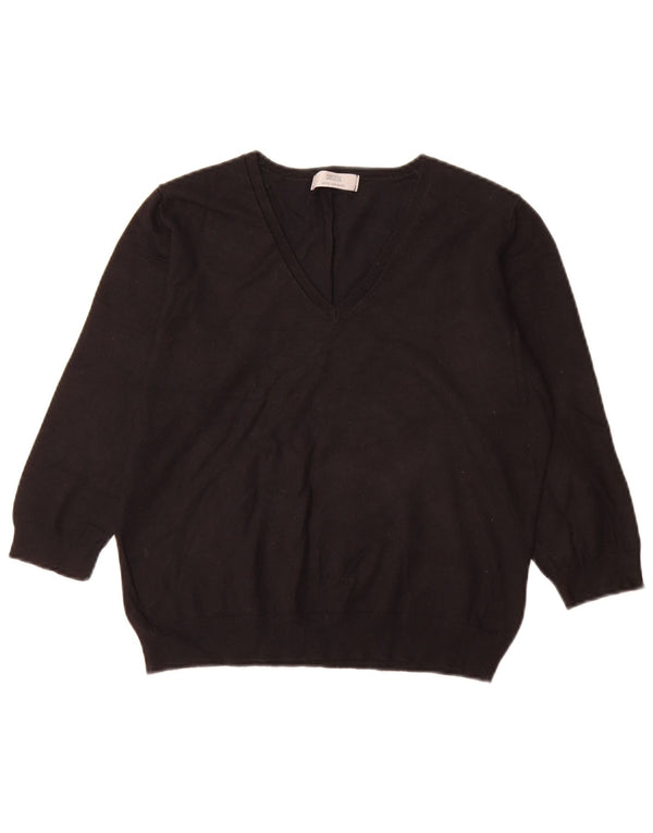 Marks & Spencer Suéter con Cuello en V y Manga 3/4 para Mujer UK 40 XL Negro