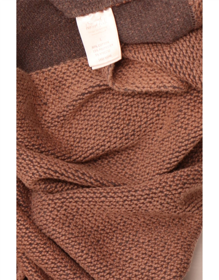 WEIRD FISH Suéter con capucha y cremallera para hombre, tamaño grande, algodón marrón