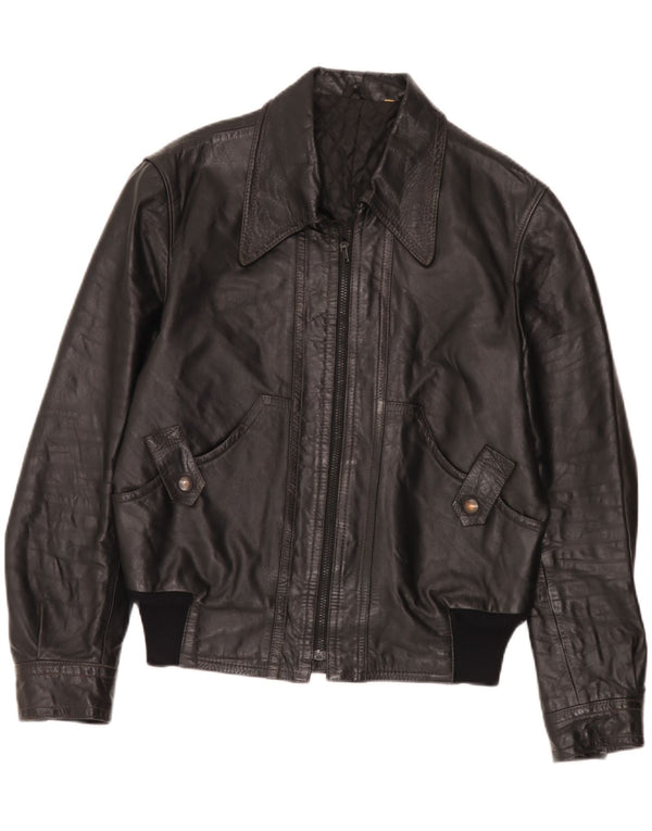 Fibok Chaqueta de cuero para hombre IT 54 2XL Negro