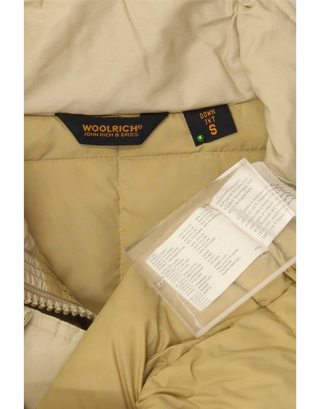 Woolrich Abrigo acolchado extragrande para mujer UK 10 Small Beige Nylon