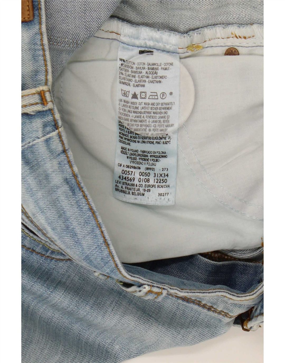 Levi's Mujer 571 Slim Jeans W31 L34 Algodón Azul