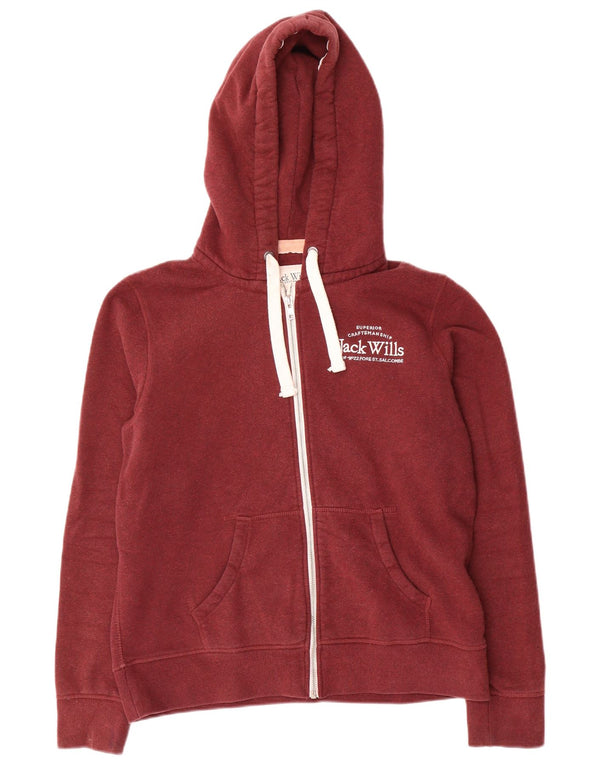 Jack Wills Suéter con capucha y cremallera para mujer UK 44 Grande Algodón burdeos