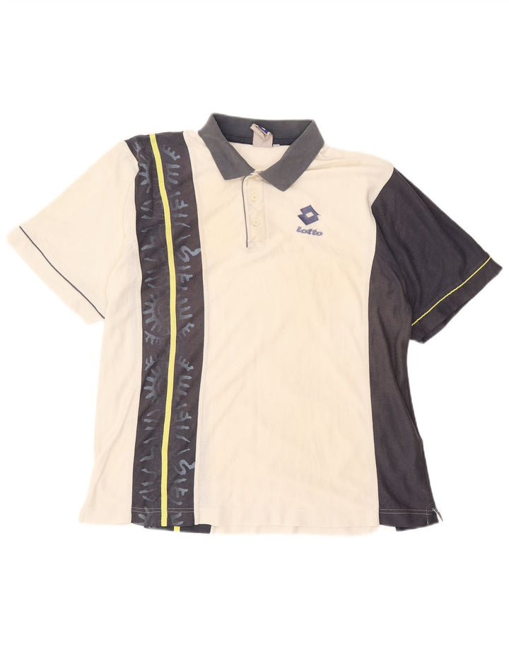 LOTTO Polo de rugby para hombre UK 40/42 Large Blanco Colorblock Poliéster