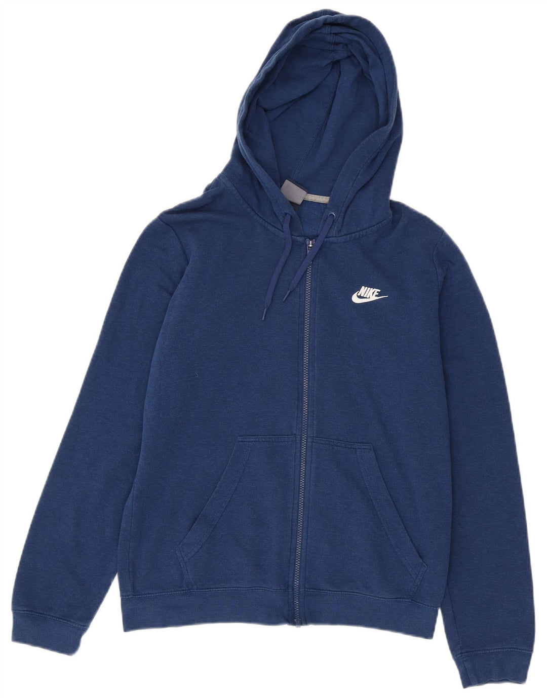 Nike - Sudadera con capucha y cremallera para mujer, talla 40, algodón azul mediano