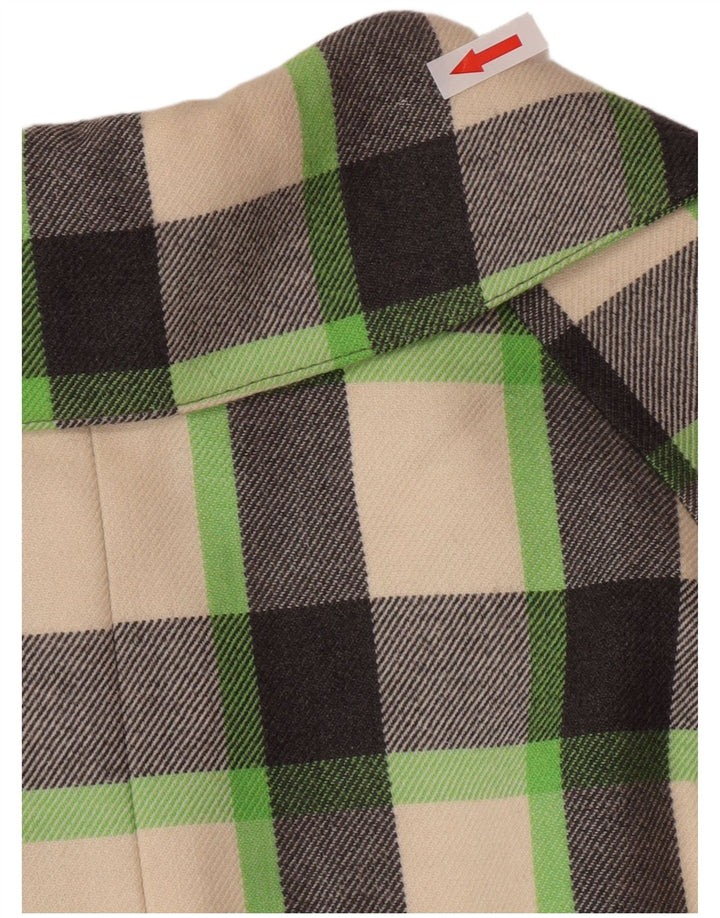 Vintage mujer abrigo Reino Unido 12 medio multicolor comprobar nueva lana