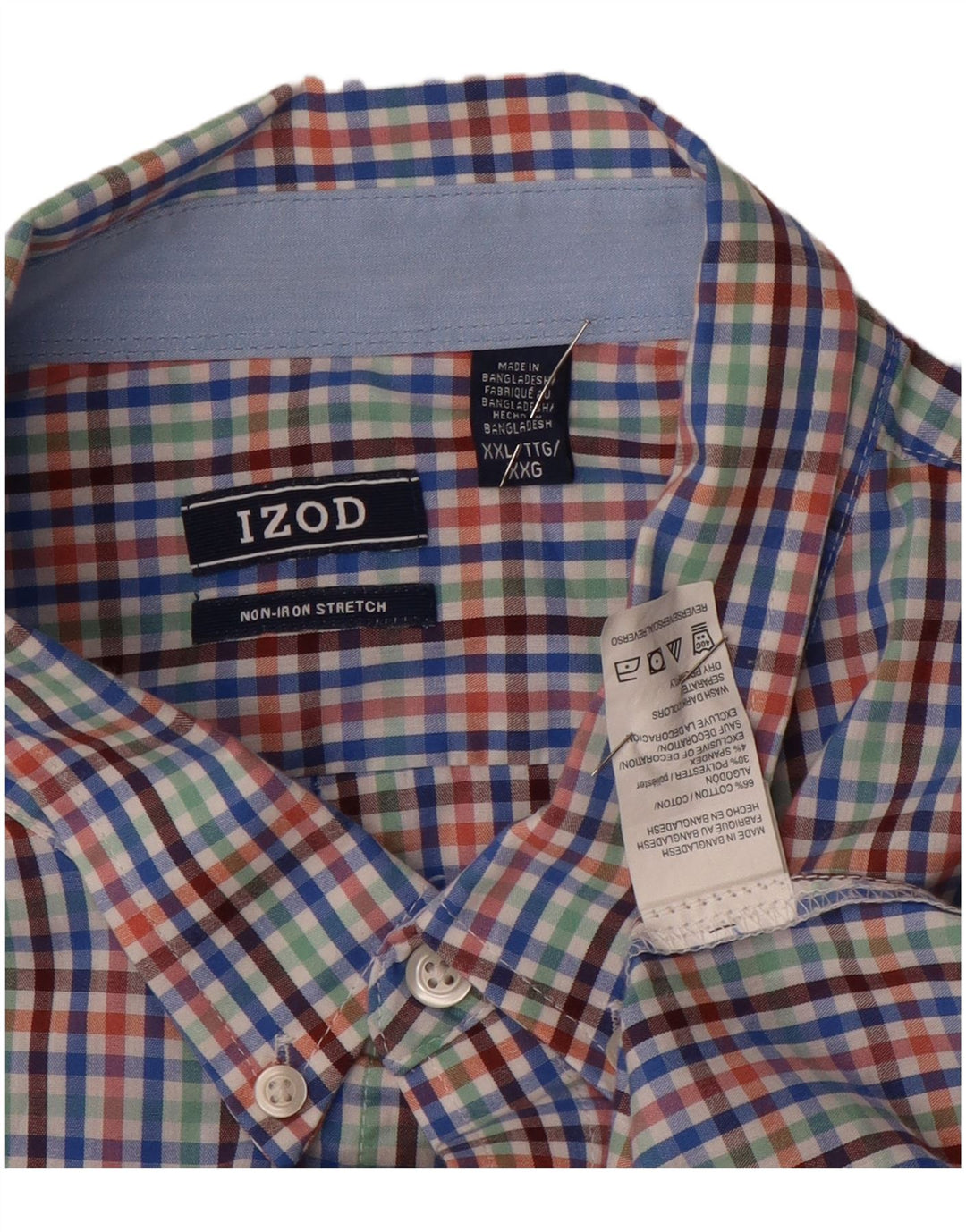 IZOD Camisa de hombre 2XL Algodón a cuadros multicolor