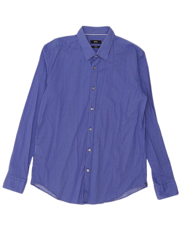 Camisas HUGO BOSS Hombre | Camisa slim fit de algodón geométrico azul grande