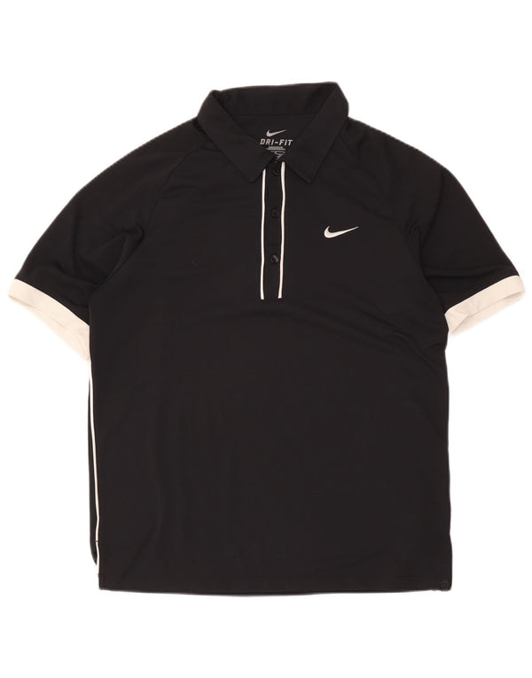 Nike Polo Dri Fit para hombre UK 38/40 Mediano Negro Colorblock Poliéster