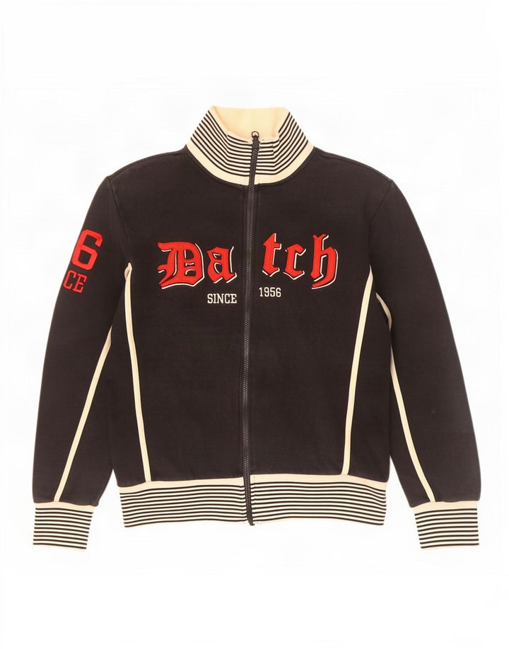 Datch Chaqueta superior de chándal con gráfico para hombre Algodón color block en negro mediano