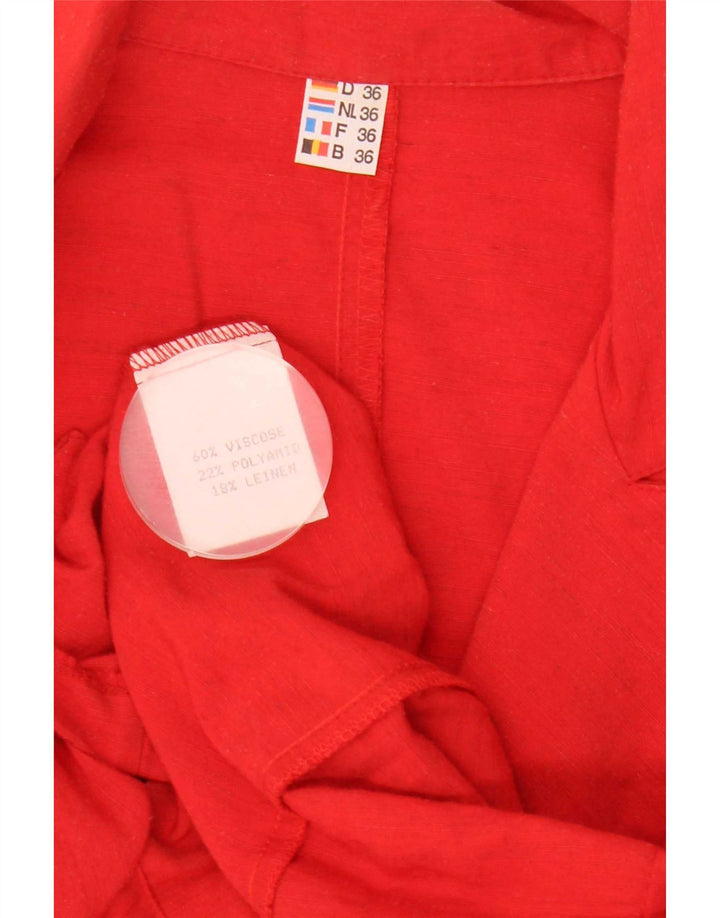 Vintage mujer manga corta doble pecho Blazer chaqueta EU 36 pequeño rojo