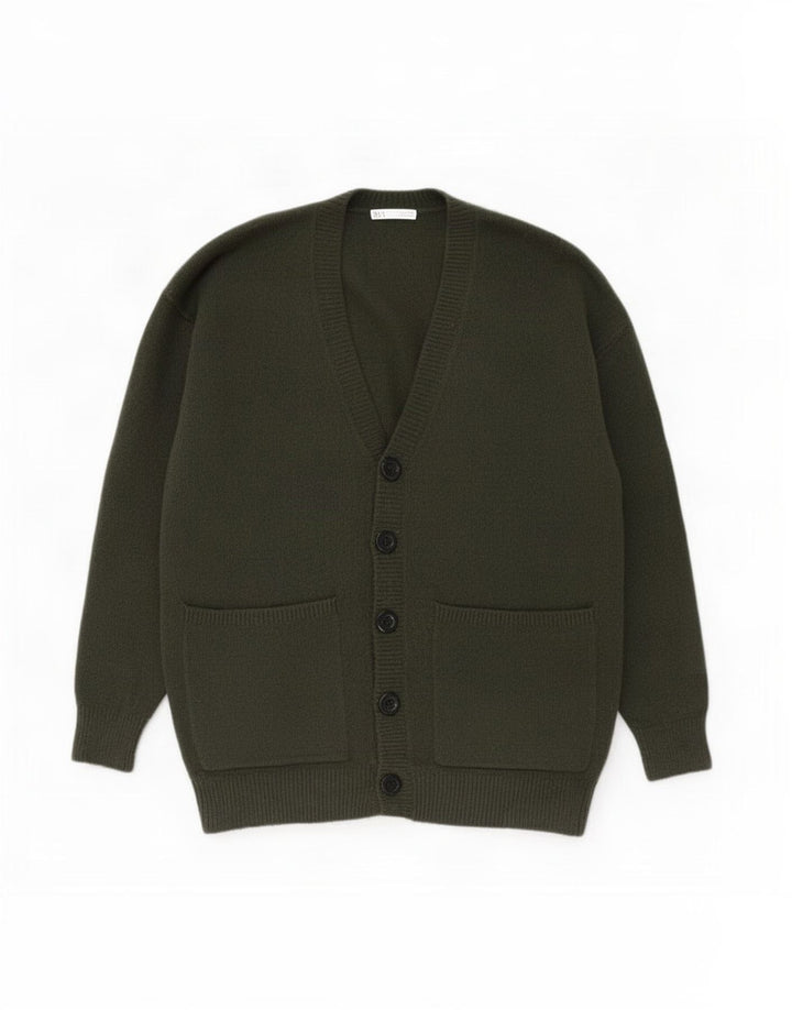 Zara Hombre Jersey Cárdigan Acrílico Caqui Medio