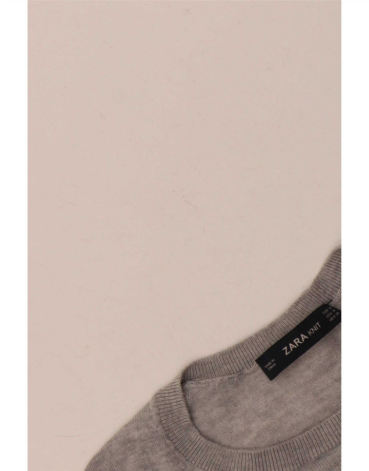 Zara - Jersey de cuello redondo para mujer, talla 40, color gris medio