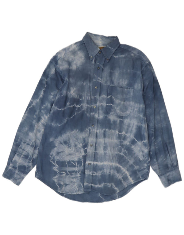 Camisa vintage para hombre pequeña azul tie dye algodón