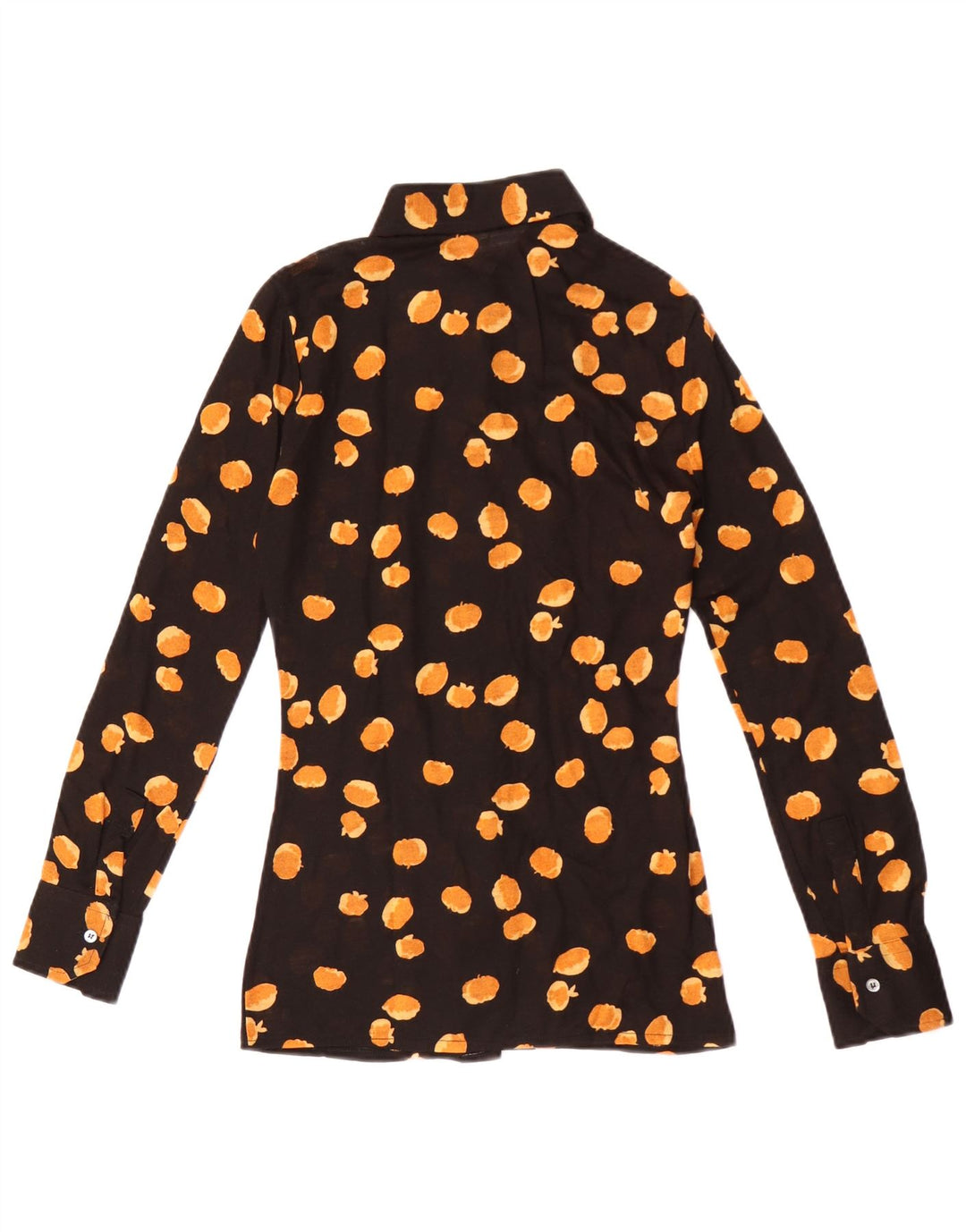 Vintage mujer patrón abstracto camisa blusa IT 44 medio negro