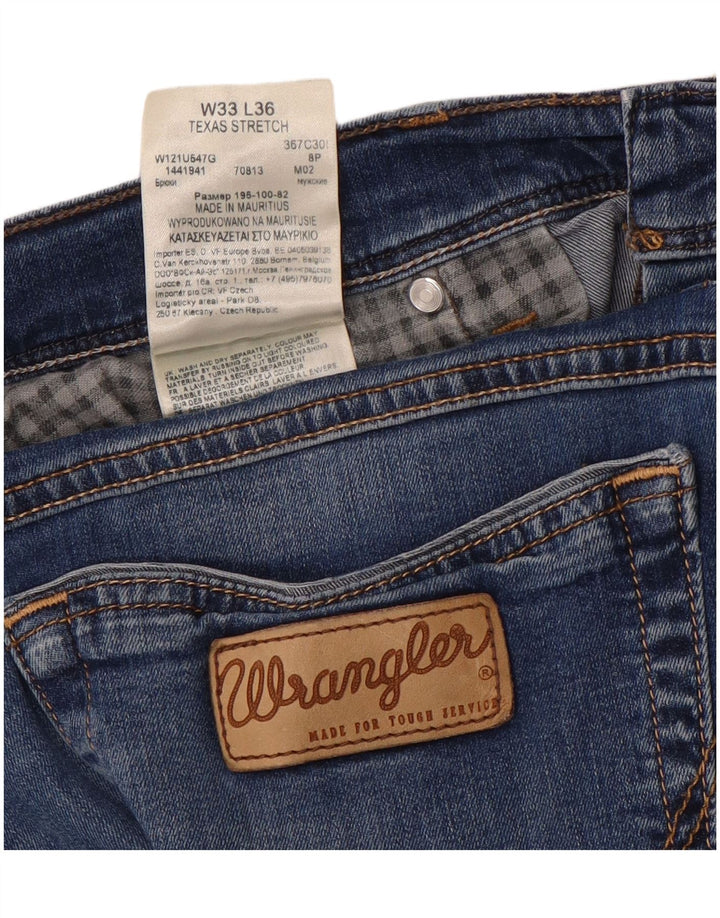WRANGLER Vaqueros rectos elásticos Texas para mujer W33 L31 Algodón azul