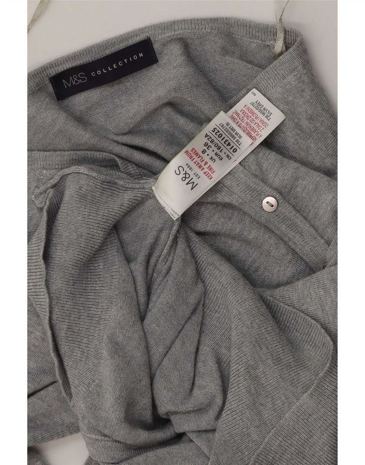 Marks & Spencer Suéter tipo cárdigan para mujer UK 8 Small Viscosa moteada gris