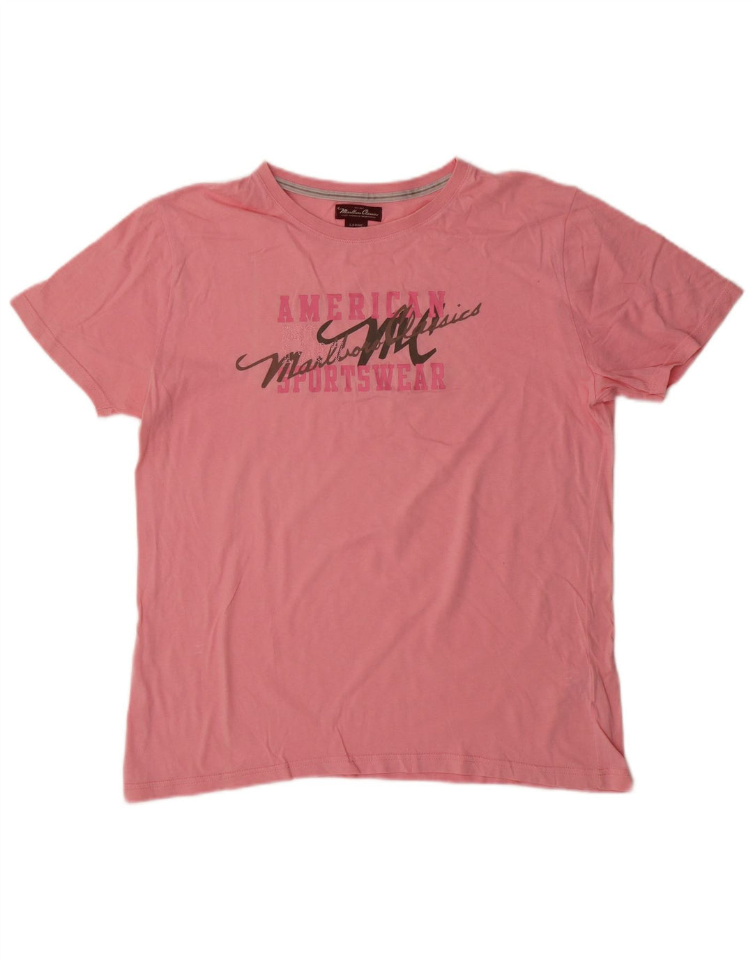 MARLBORO CLASSICS Camiseta gráfica para mujer Top UK 40 Grande Algodón rosa