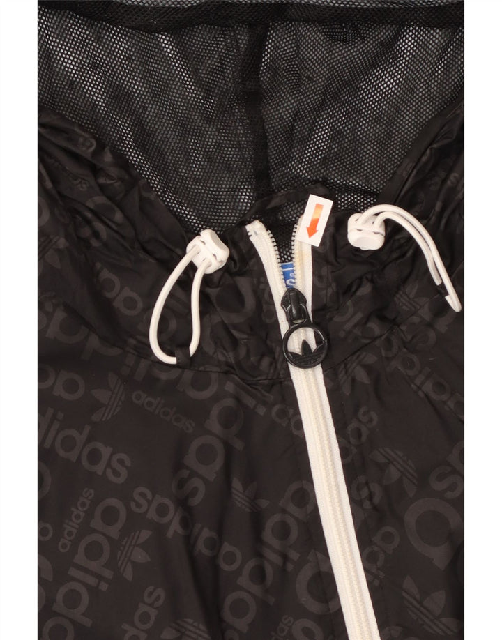 ADIDAS Chaqueta impermeable con capucha gráfica para hombre UK 38 Mediana Poliamida negra
