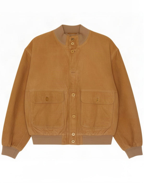 Chaqueta bomber de ante vintage para hombre UK 42 XL Cuero marrón retro