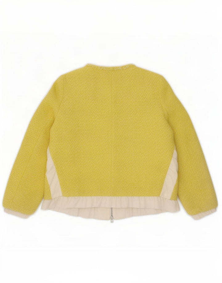 Zara Mujer Chaqueta Blazer Con Cremallera Completa UK 44 Medio Amarillo Colorblock
