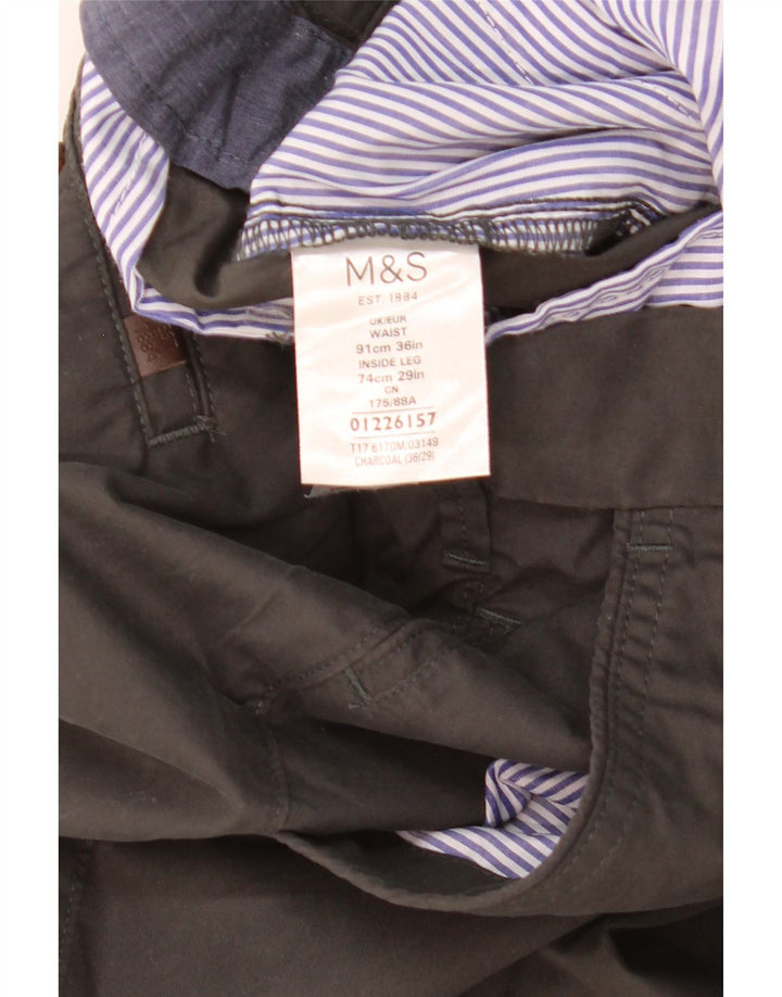 Marks & Spencer Pantalón chino de corte regular para hombre W36 L29 Algodón gris
