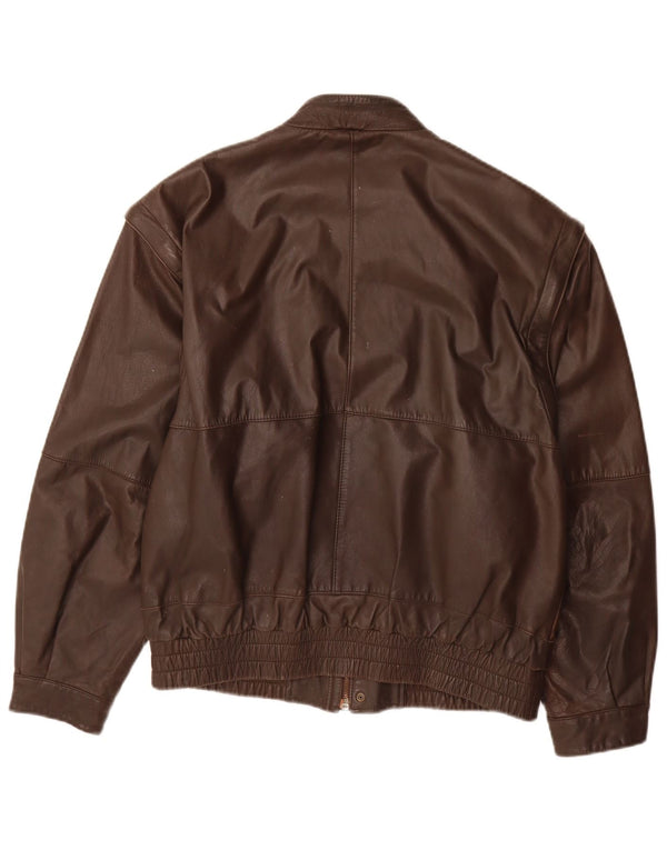 VINTAGE Chaqueta de cuero para hombre IT 48 Cuero marrón medio