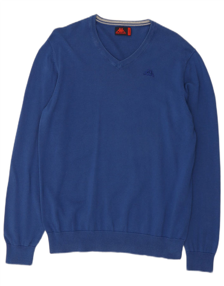 Jersey Kappa para Hombre con Cuello en V Grande Azul de Algodón