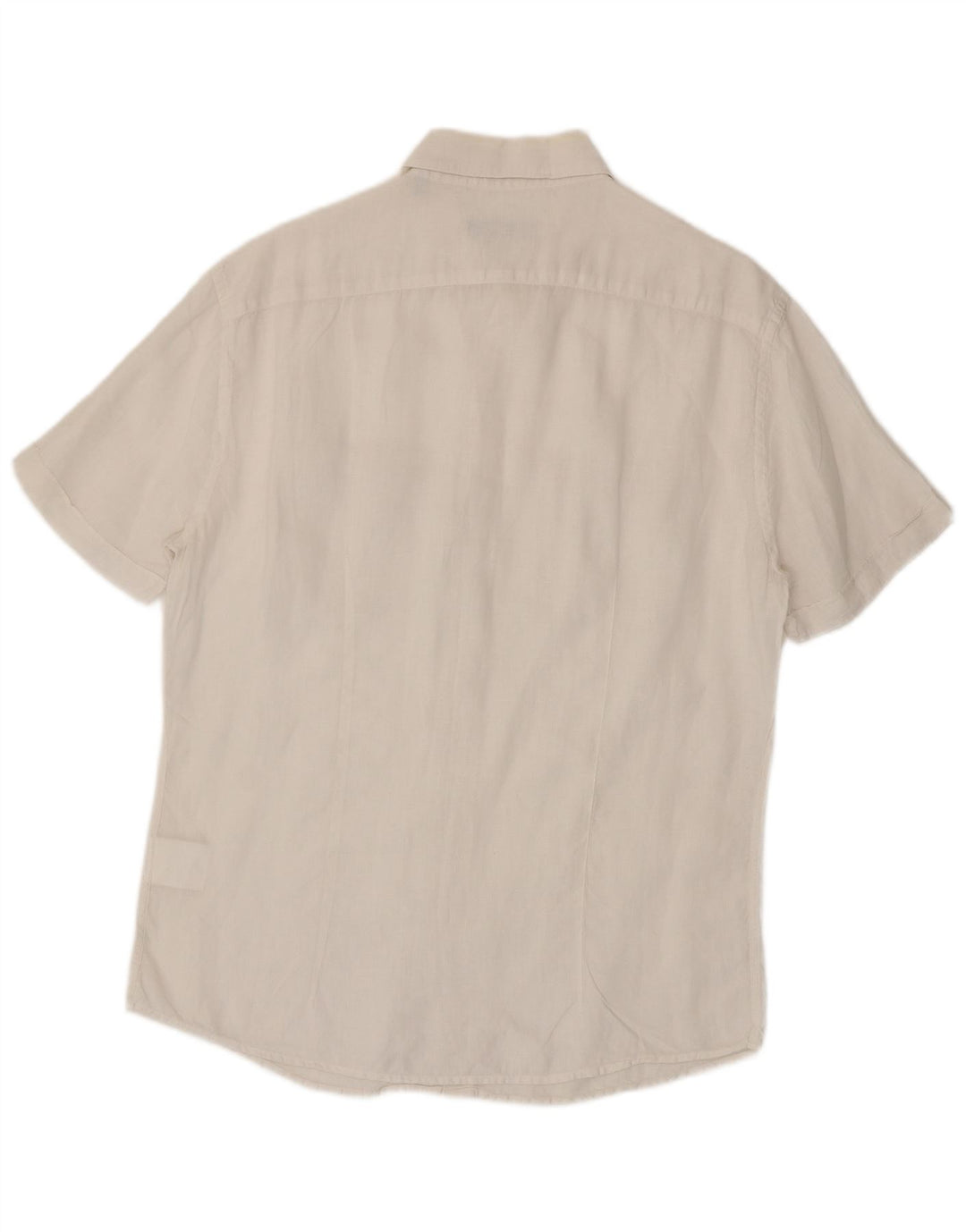Camisa Trussardi Hombre Manga Corta Talla 41 Grande Lino Blanco