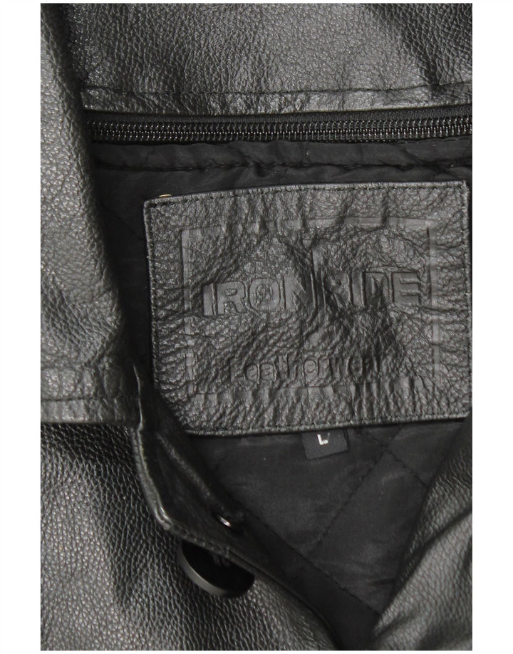 IRONSIDES Chaqueta de cuero para hombre UK 40 Large Black Leather
