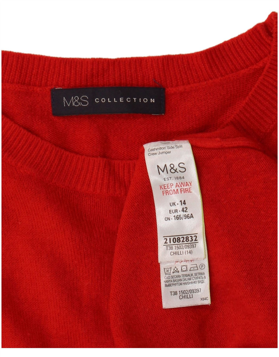 Marks & Spencer Suéter tipo jersey con cuello barco para mujer Reino Unido 44 Grande Acrílico rojo