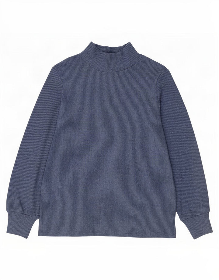 M&Co Suéter tipo jersey con cuello alto para mujer UK 44 Poliéster azul grande