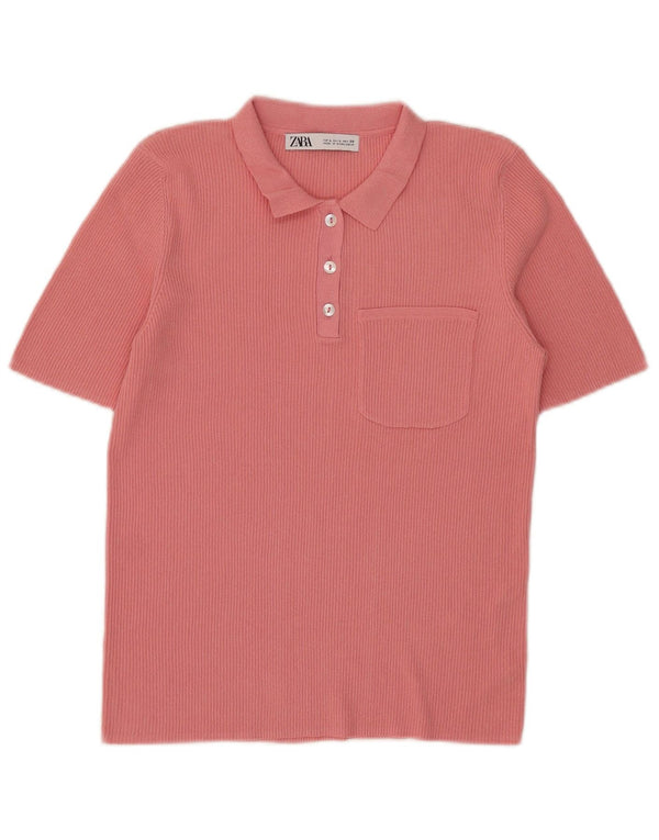 Zara Polo Mujer UK 40 Viscosa Rosa Grande