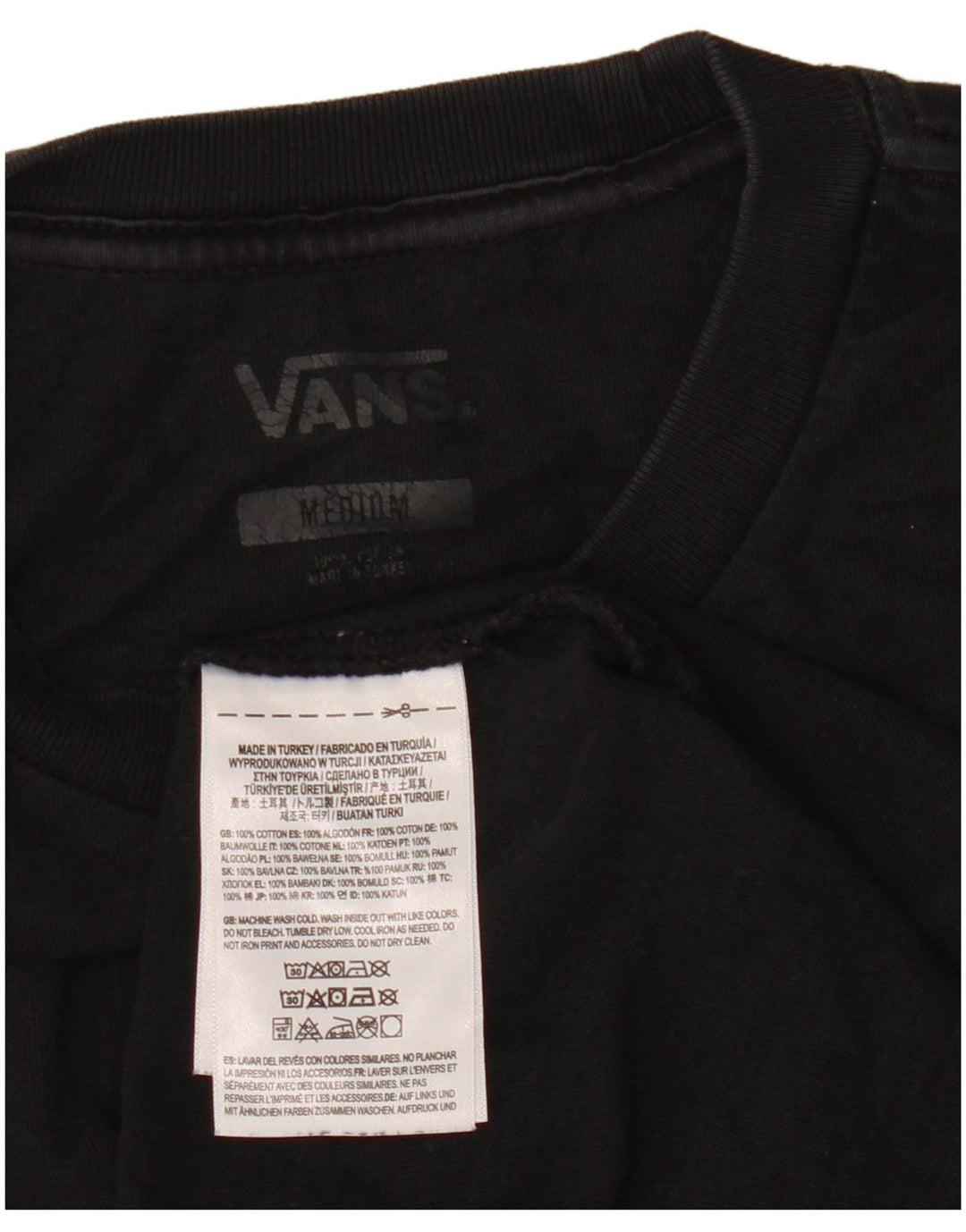 VANS Hombre Camiseta Top Medium Negro Algodón