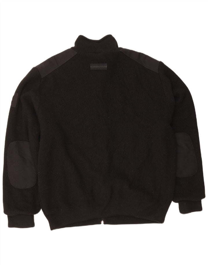 Vintage hombres Cardigan suéter XL lana negra