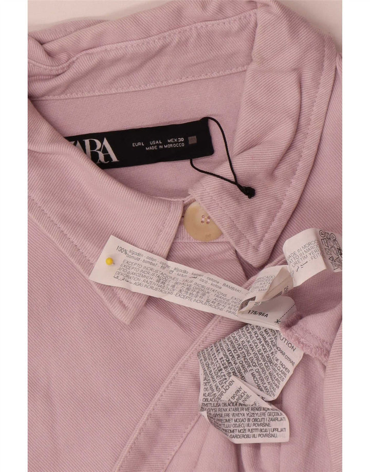 Zara Mujer Crop Chaqueta Vaquera Extragrande UK 46 Grande Algodón Rosa