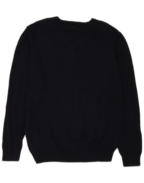 Gant Jersey con cuello en V para hombre, talla grande, algodón azul marino